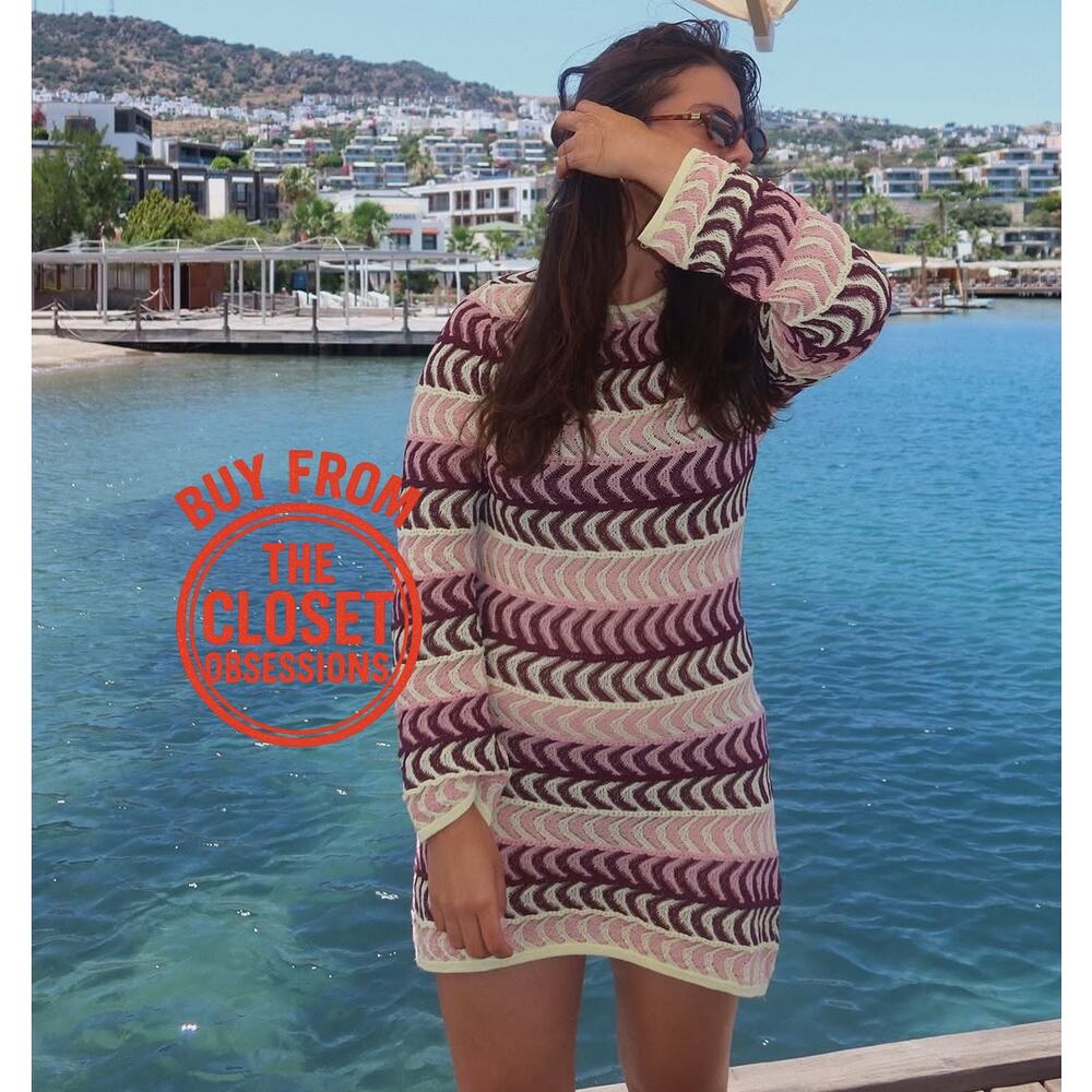 Zara NWT Striped Knit Off Shoulder Bodycon Mini Dress M Resort - Picture 12 of 16